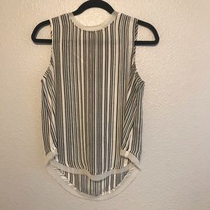 Black & White Striped Raw Hem Tank Blouse